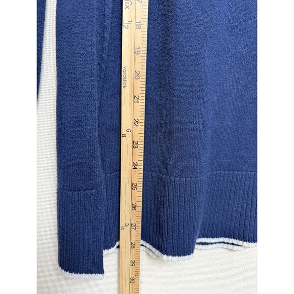 Ann Taylor Women's Sz XXL Sweater Tunic Navy Blue Boat Neckline White Trim - Picture 10 of 13